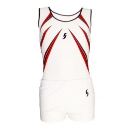 Turnhemd Lucas-02, wit met rode motieven