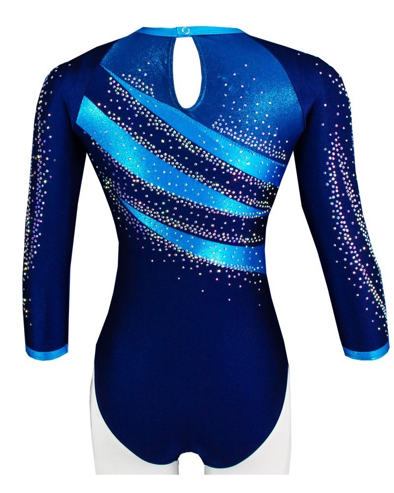 Gymnastics Leotard Vita-01, navy and shiny turquoise – view 3