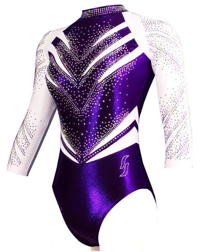 Justaucorps de gym Venus-01, violet profond et blanc