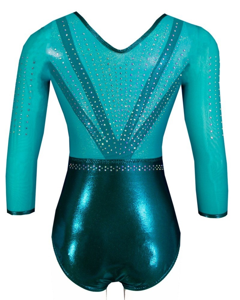 Gymnastics Leotard Victoire-01, metallic green – view 2