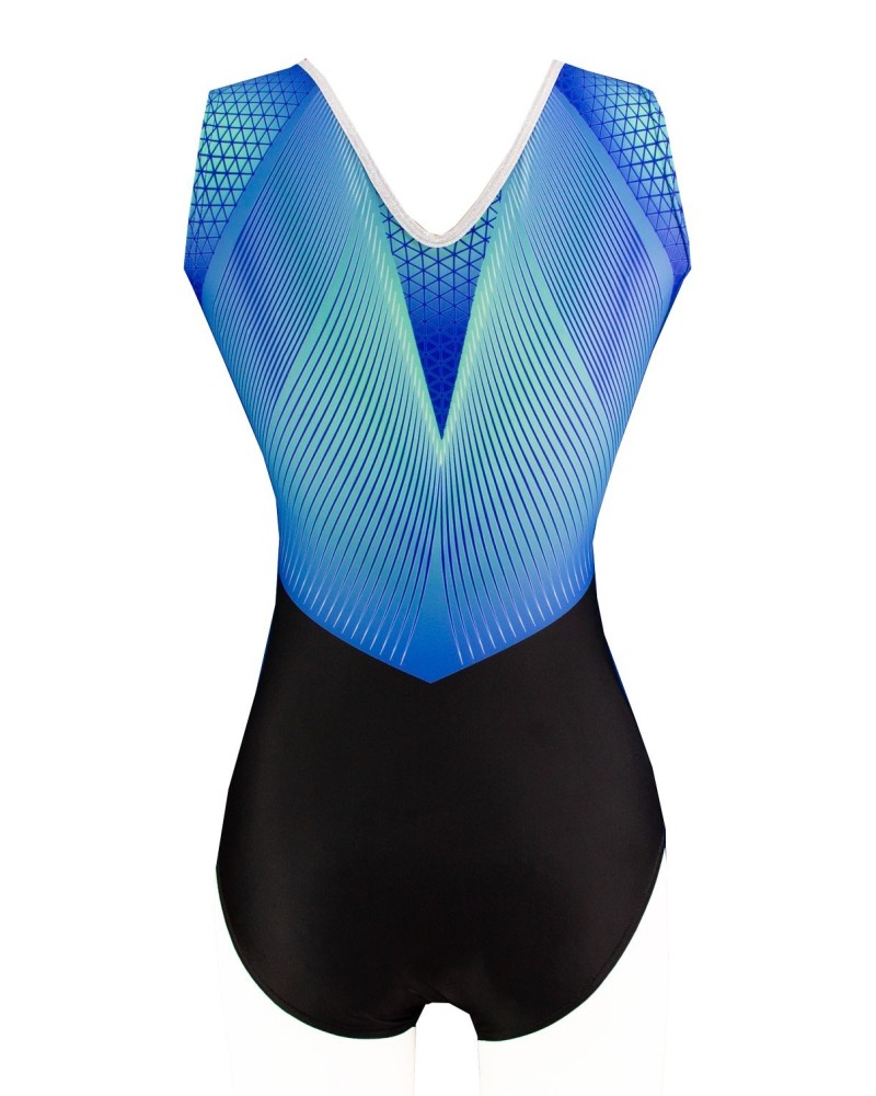 Turnpakje Vicky-01, spiegelblauw en zwart – weergave 2