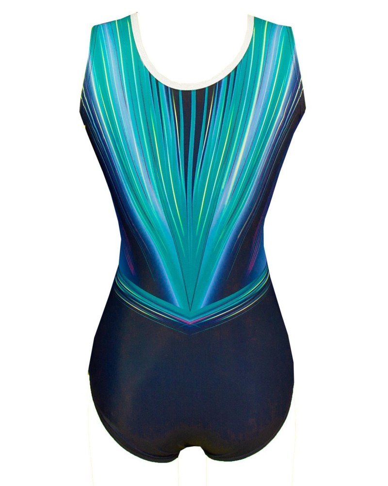 Gymnastics Leotard Anna-02, deep blue and bright green – view 2