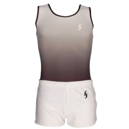 Boys' Gymnastics Leotard Louis-02, white to dark grey gradient