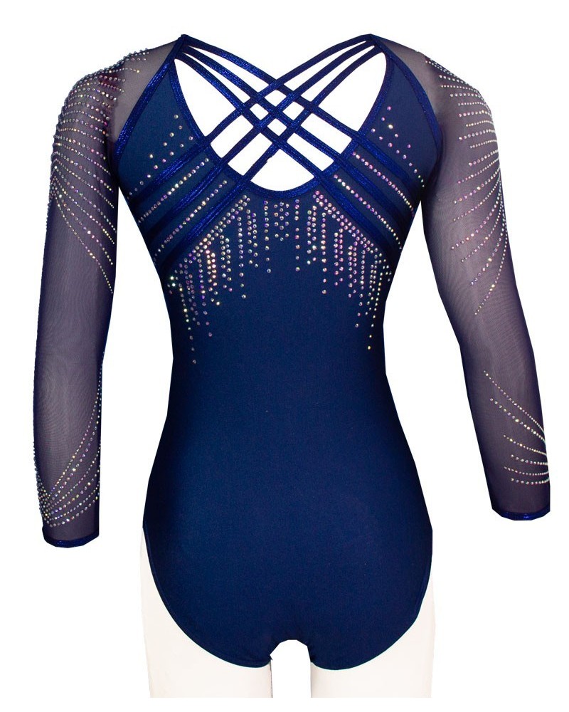 Body da ginnastica Anastasia-01, blu petrolio in tinta unita – vista 3