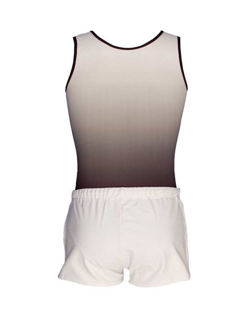 Boys' Gymnastics Leotard Louis-02, white to dark grey gradient – view 2