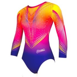 Gymnastics Leotard Agatha-02, yellow, pink and blue gradient