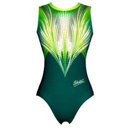 Justaucorps gym Azure-02 sans manches vert sapin et vert anis
