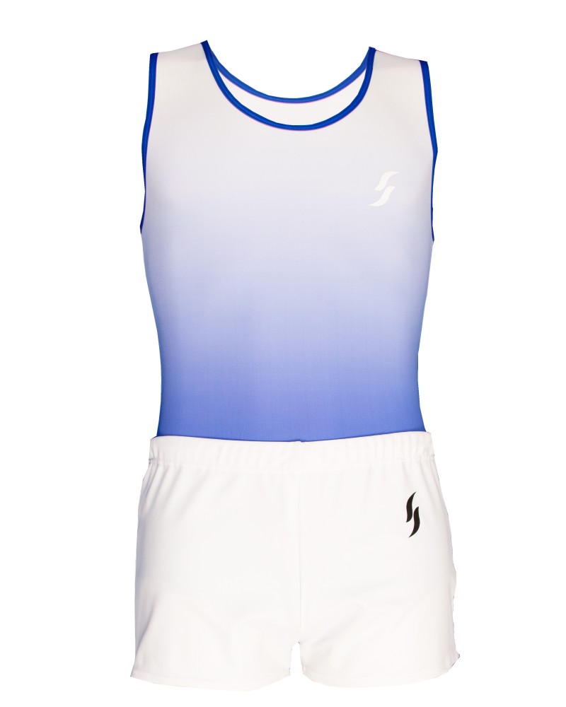 Turnhemd Louis-01, kleurverloop blauw–wit