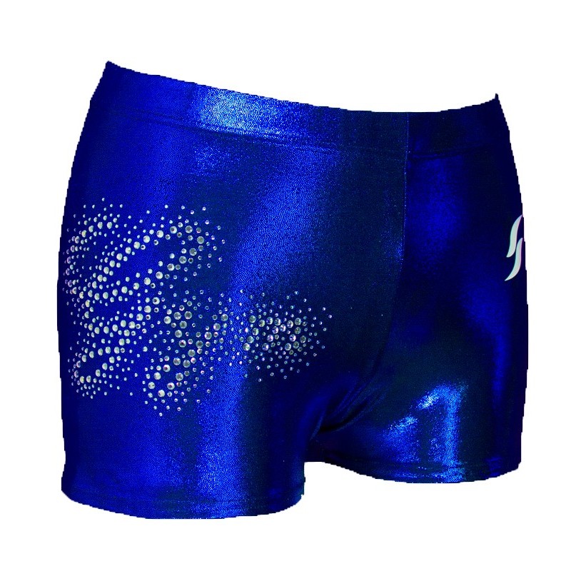 Short bleu roi métallisé strassé