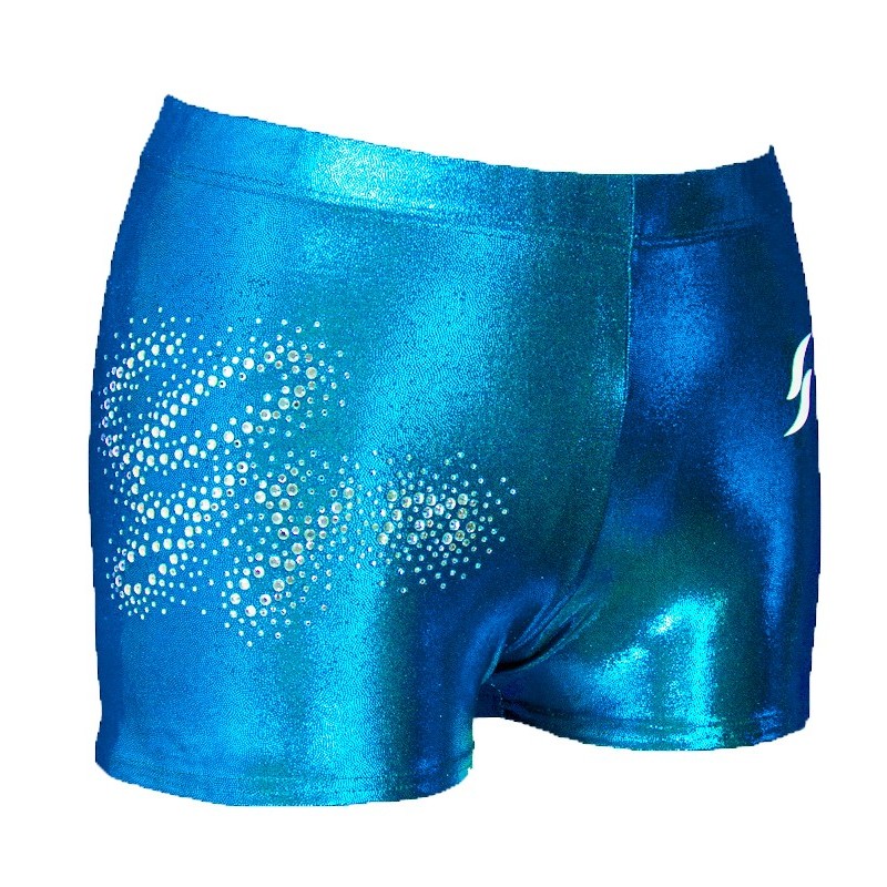 Short turquoise métallisé strassé