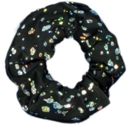 Scrunchie zwart-zilver metallic