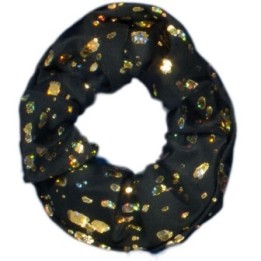 Scrunchie zwart-goud metallic