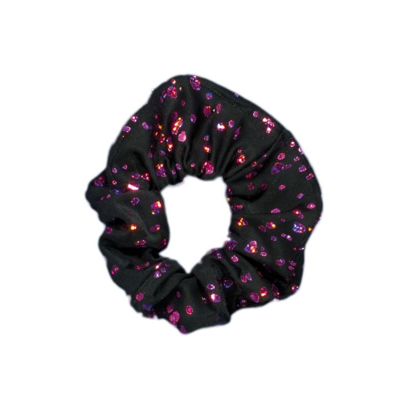 Chouchou noir métallisé fuchsia