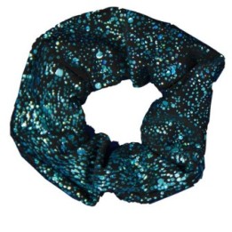 Chouchou noir métallisé turquoise