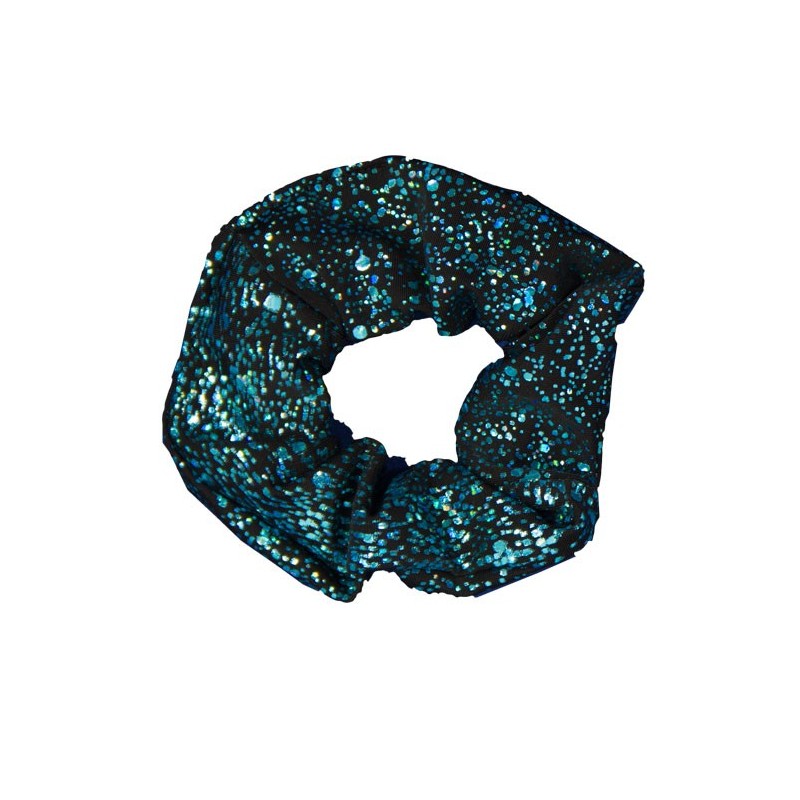 Chouchou noir métallisé turquoise
