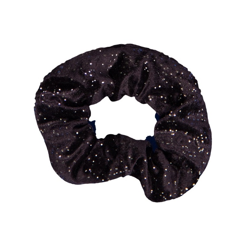 Chouchou velours noir métallisé argent