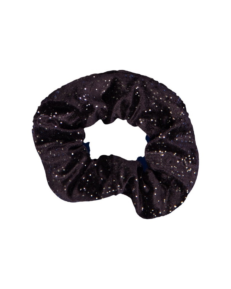 Fluwelen scrunchie zwart-zilver metallic