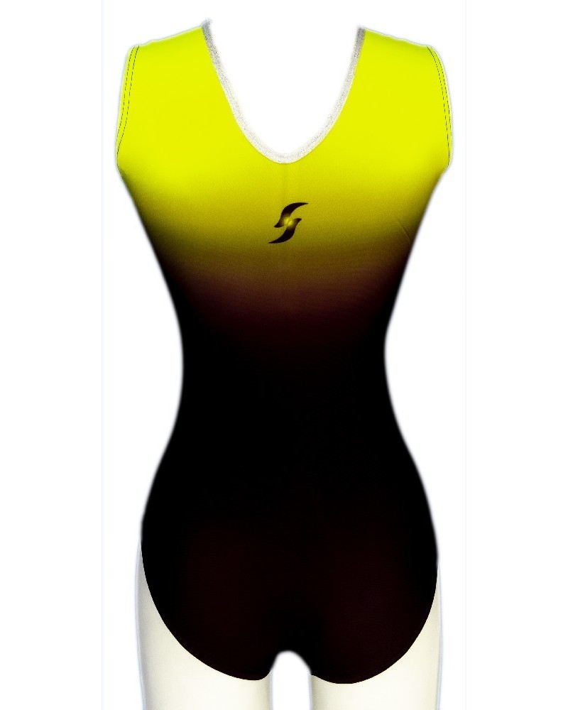 Body da ginnastica Nelly-03, sfumato dal nero al giallo – vista 3