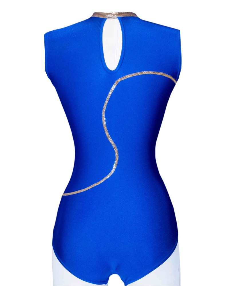 Club Gymnastics Leotard Falbala-01, royal blue and white – view 2