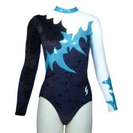 Vereinsturnanzug Clara-01, Marineblau, Weiß und Türkis
