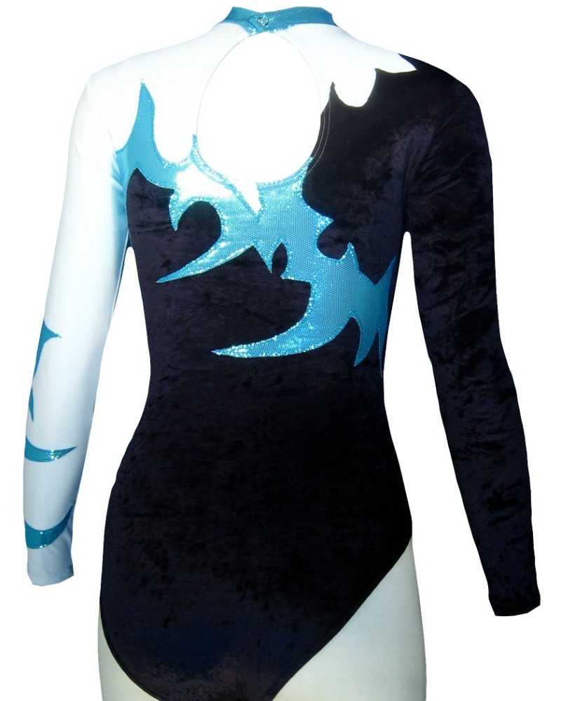 Vereinsturnanzug Clara-01, Marineblau, Weiß und Türkis – Ansicht 2