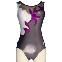 Club Gymnastics Leotard Molly-01, metallic grey and purple