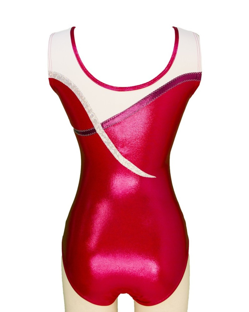 Club Gymnastics Leotard Katia-02, metallic pink and red – view 2