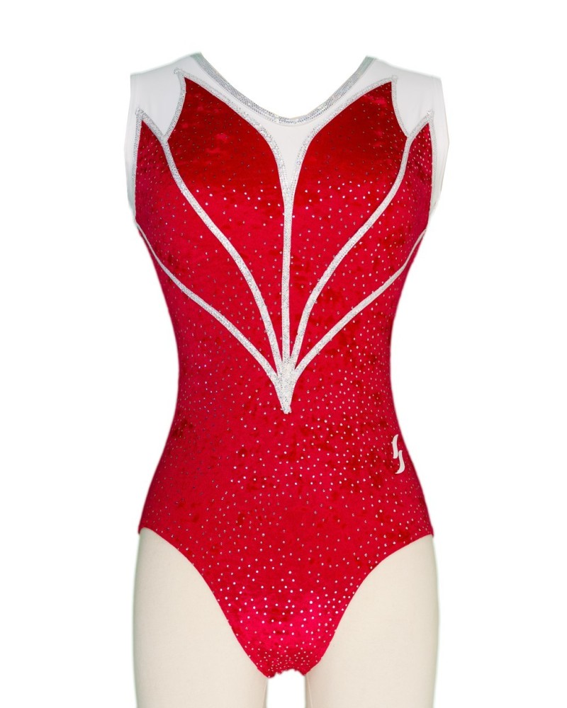 Clubturnpakje Daphne-02, glinsterend rood en wit