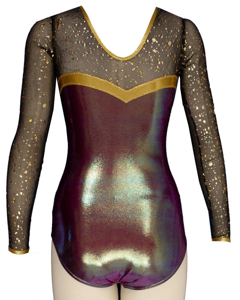 Club Gymnastics Leotard Mathilde-02, glittering gold and black – view 2