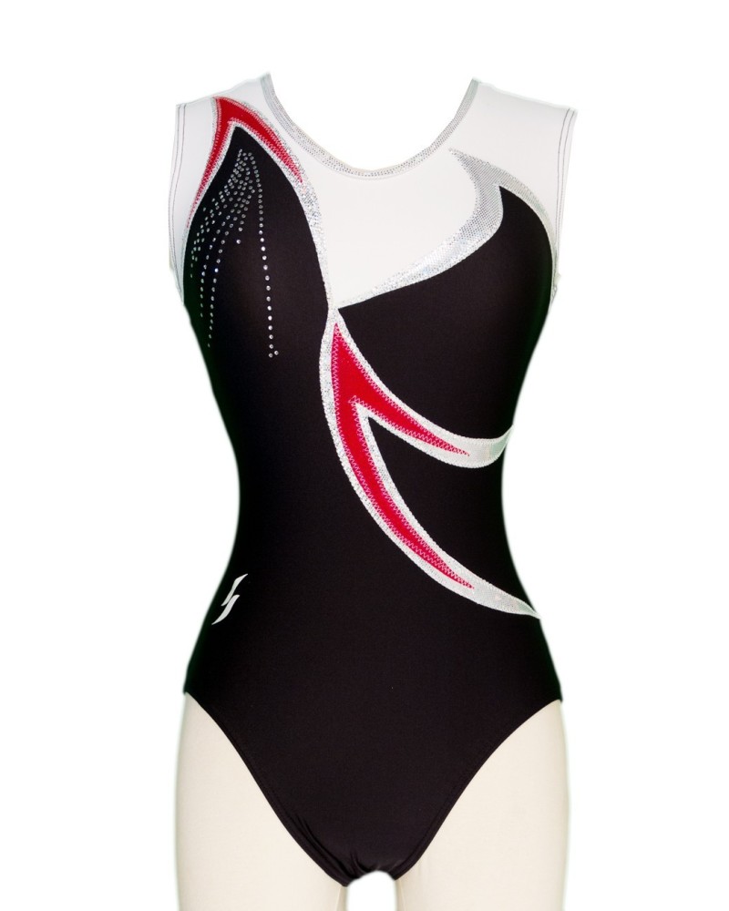 Club Gymnastics Leotard Jazz-01, black, white and red