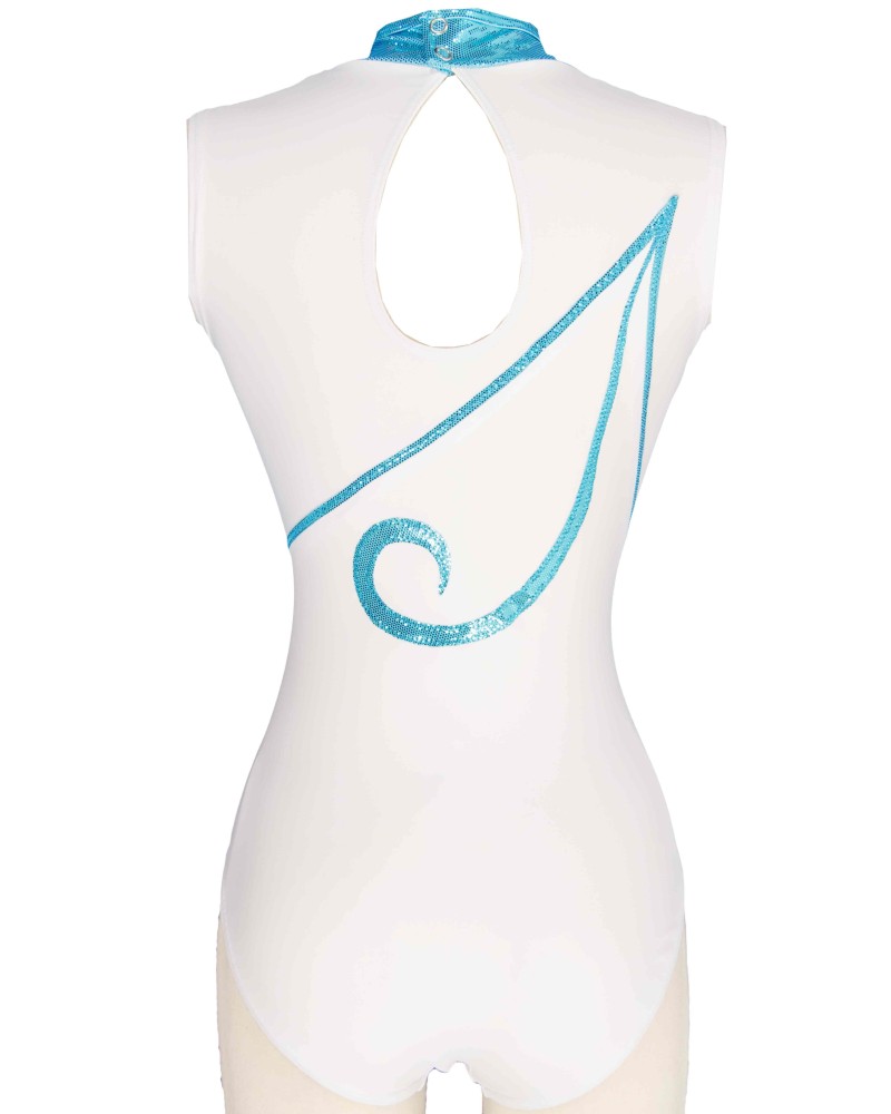 Clubturnpakje Indi-01, wit en turquoise – weergave 2