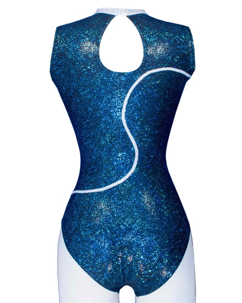 Club Gymnastics Leotard Falbala-03, glittering navy and white – view 2