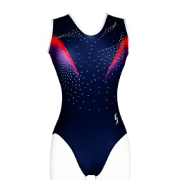 Gymnastics Leotard Mina-01, navy and fuchsia