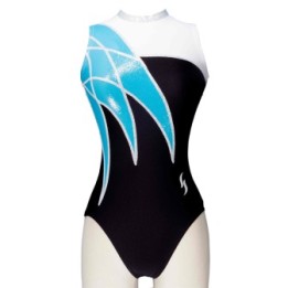 Club Gymnastics Leotard Divine-03, black, turquoise and white