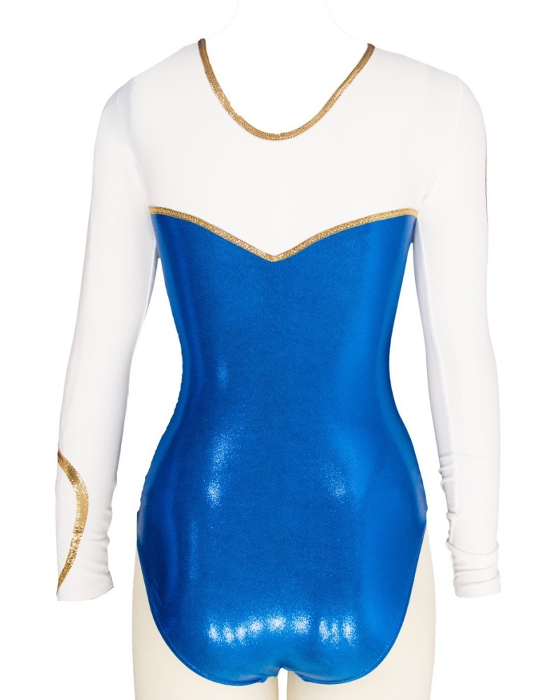 Club Gymnastics Leotard Iluna-02, royal blue, white and gold – view 2