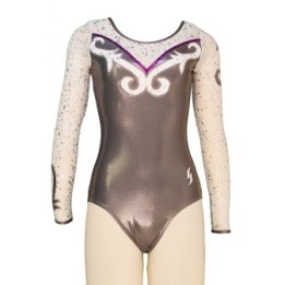Vereinsturnanzug Laurette-04, Metallic-Grau und Flieder