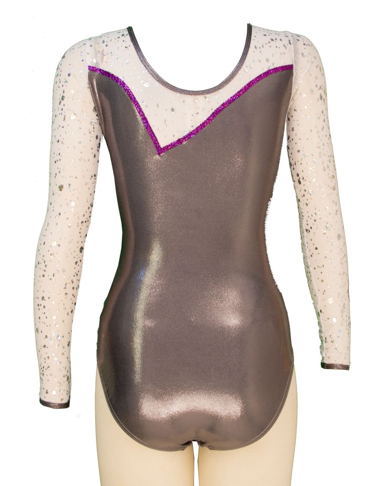 Club Gymnastics Leotard Laurette-04, metallic grey and lilac – view 2