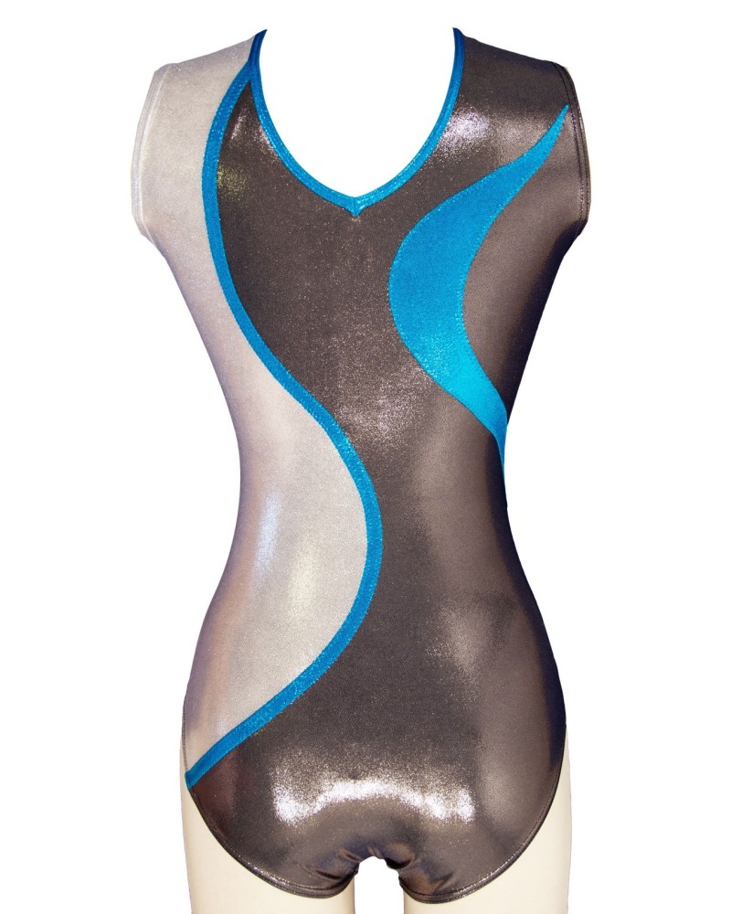 Clubturnpakje Gabriela-01, metallic grijs en turquoise – weergave 2