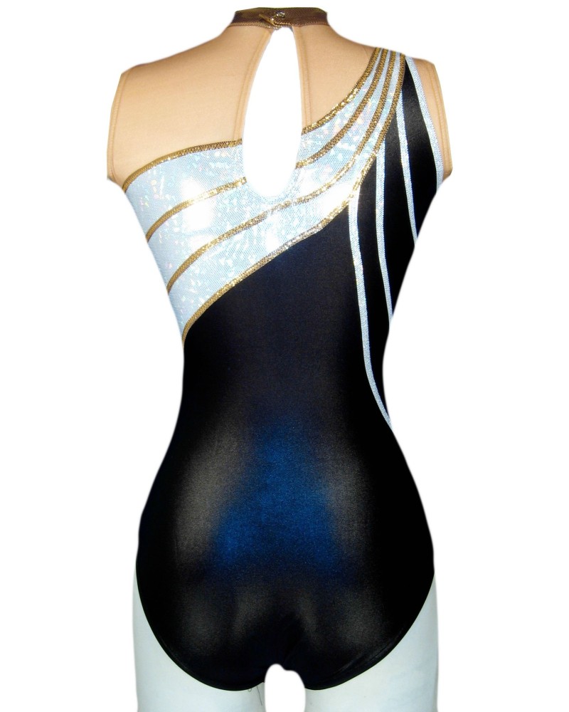 Vereinsturnanzug Celine-02, Metallic-Marineblau und Silber – Ansicht 2
