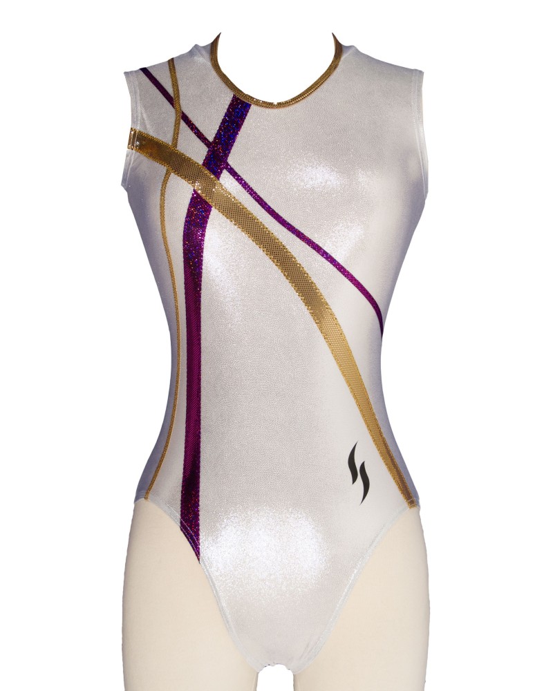 Clubturnpakje Irina-02, metallic zilver, paars en zwart