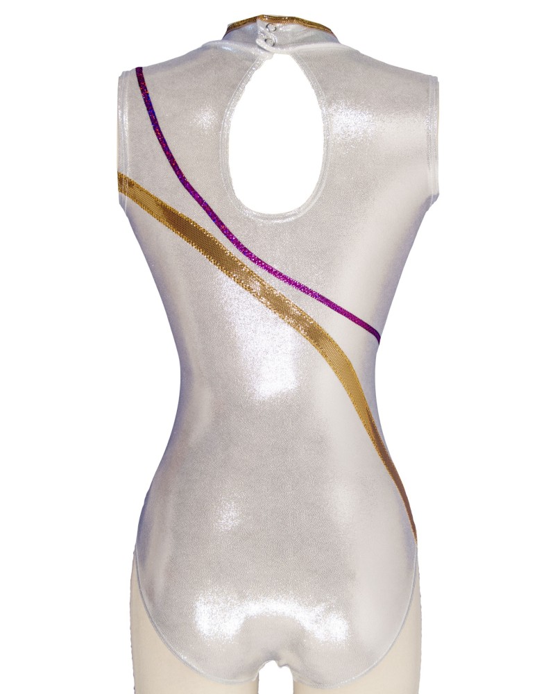 Club Gymnastics Leotard Irina-02, metallic silver, purple and black – view 2