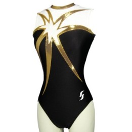 Vereinsturnanzug Barbara-01, Schwarz, Gold und Weiß