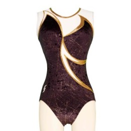 Club Gymnastics Leotard Jade-02, glittering bronze and gold