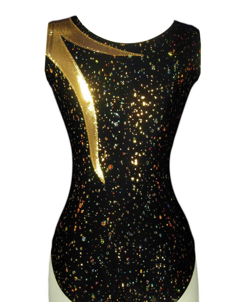 Club Gymnastics Leotard Blandine-01, black with gold glitter – view 2