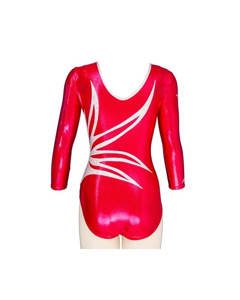 Clubturnpakje Kristal-01, metallic rood en wit – weergave 2