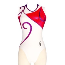 Clubturnpakje Indi-02, wit en rood