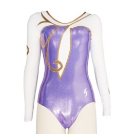 Club Gymnastics Leotard Iluna-01, white, lilac and gold