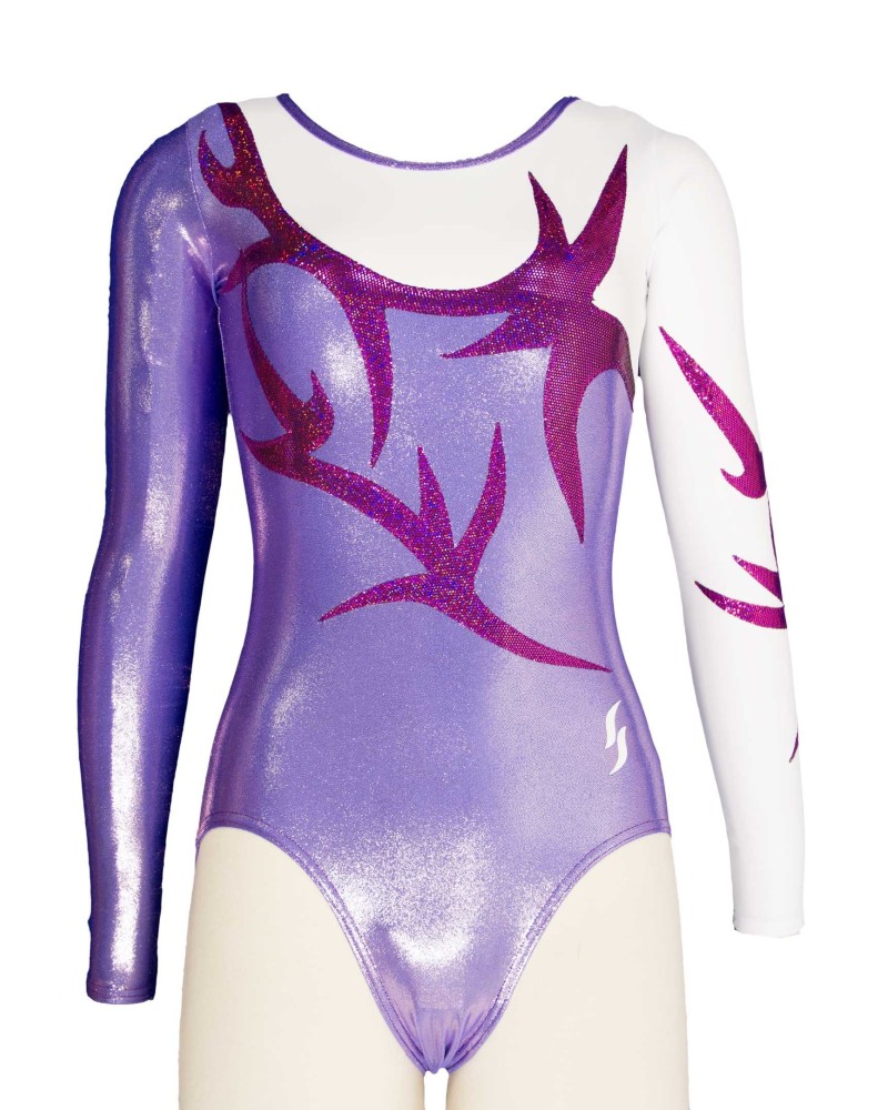 Vereinsturnanzug Catherine-03, Metallic-Flieder, Fuchsia und Weiß