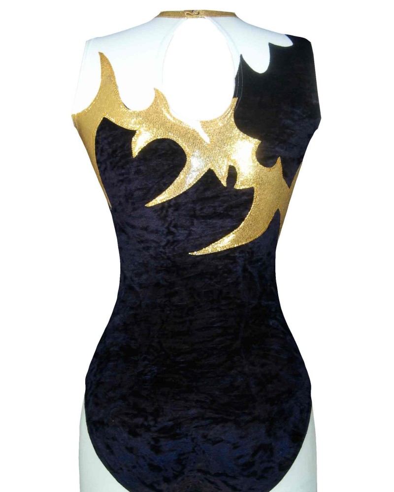 Vereinsturnanzug Caroline-02, glitzerndes Marineblau, Gold und Weiß – Ansicht 2